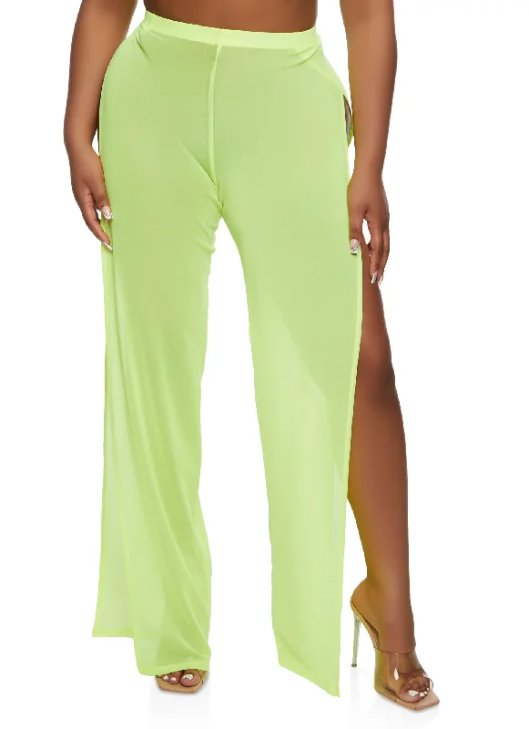 Daisy Mesh Open Side Wide Leg Pants