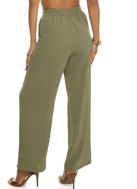 Linen High Waist Wide Leg Pants