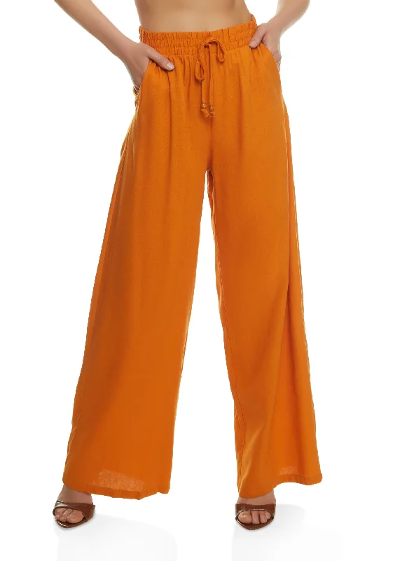 Iris Beaded Faux Drawstring Palazzo Pants