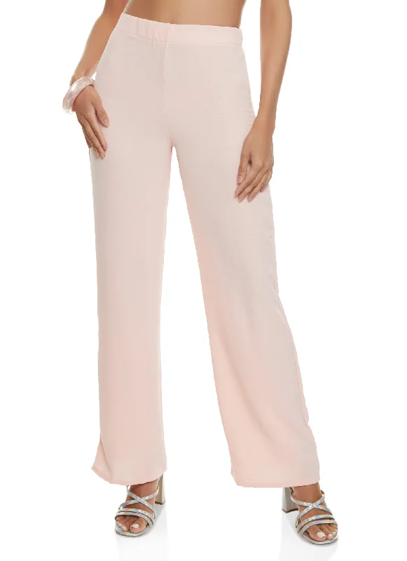 Crepe Knit High Waisted Wide Leg Pants