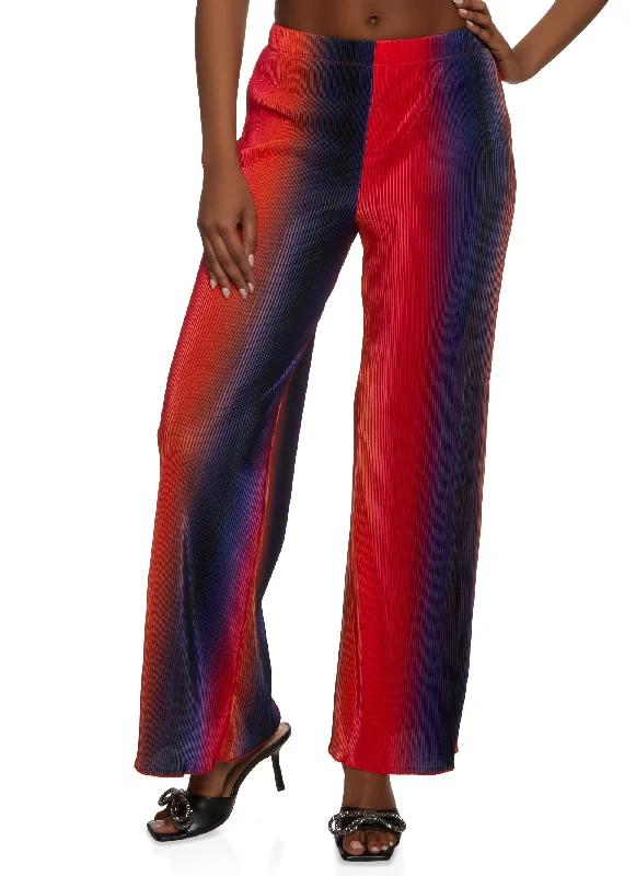 Plisse Ombre High Waist Wide Leg Pants