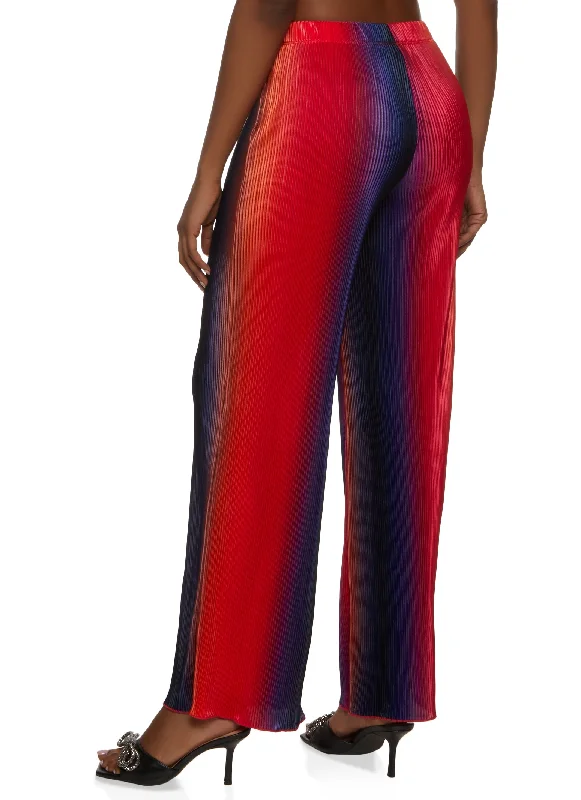 Plisse Ombre High Waist Wide Leg Pants