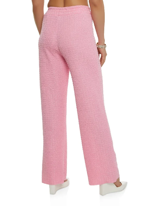 Textured Knit High Waist Wide Leg Pants