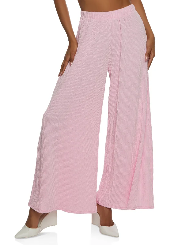 Textured Ribbed Knit Palazzo Pants