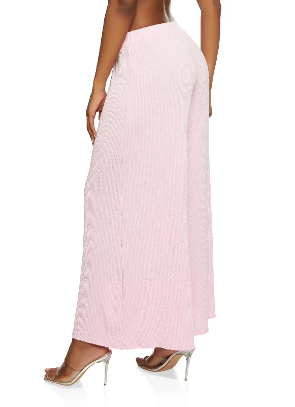 Textured Ribbed Knit Palazzo Pants