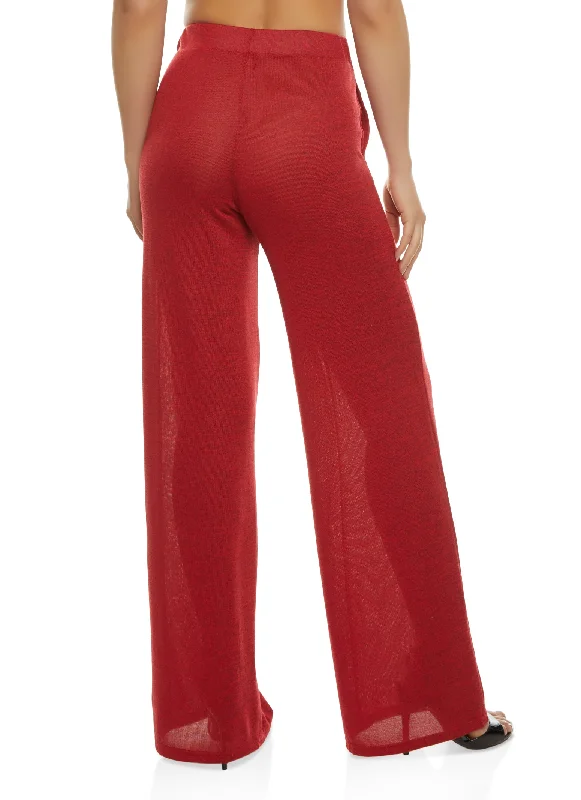 Daisy Solid Brushed Knit High Waisted Wide Leg Pants