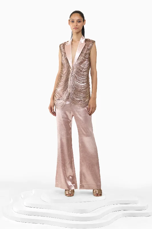 ROSE GOLD METALLIC FRINGE JACKET AND TROUSER SET