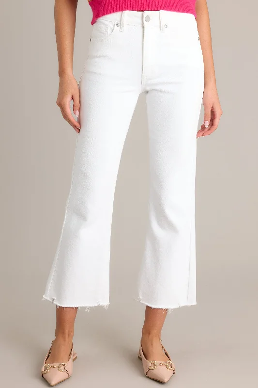 Terrific Timing White Cropped Flare Jeans