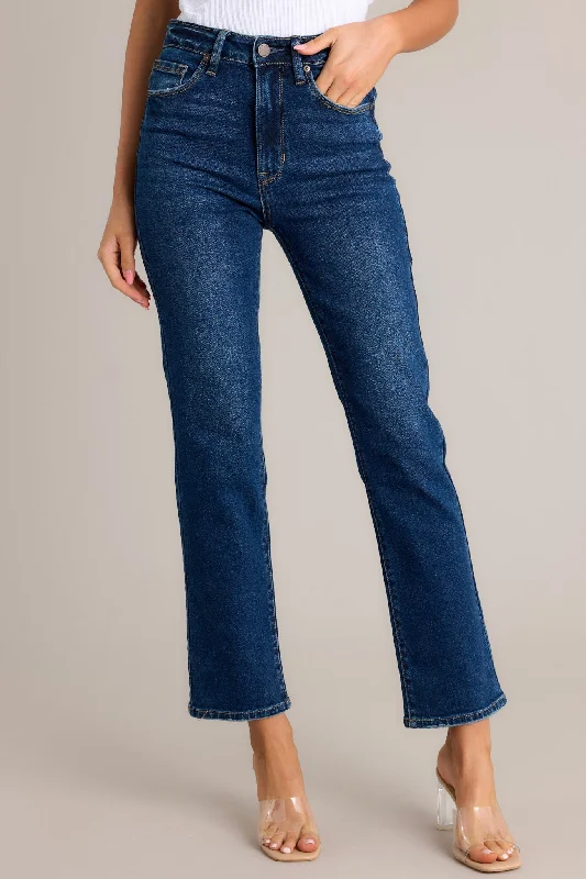 True Blue Dark Wash Straight Leg Jeans