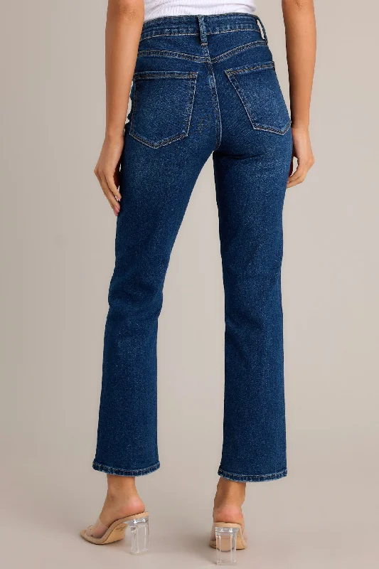 True Blue Dark Wash Straight Leg Jeans