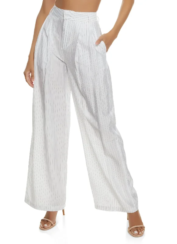 Pin Stripe High Waisted Wide Leg Pants