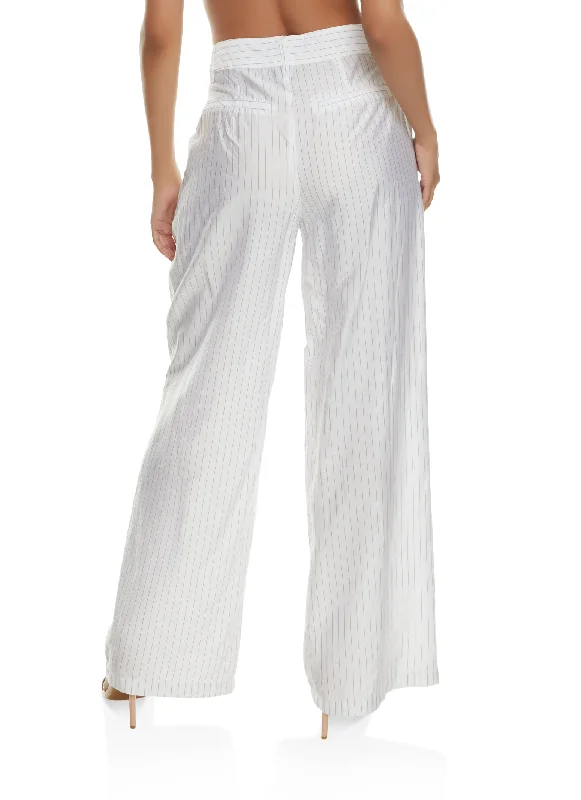 Pin Stripe High Waisted Wide Leg Pants