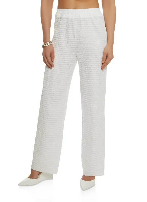 Textured Knit High Waist Wide Leg Pants