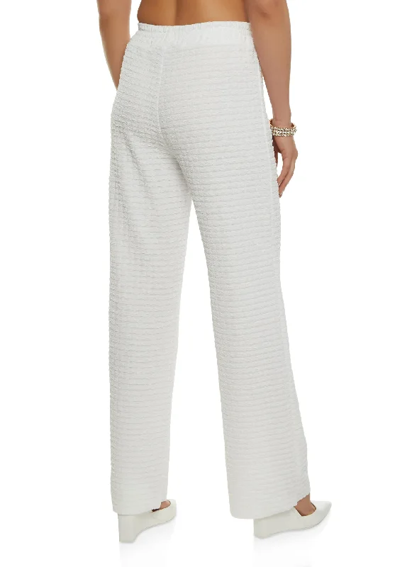 Textured Knit High Waist Wide Leg Pants