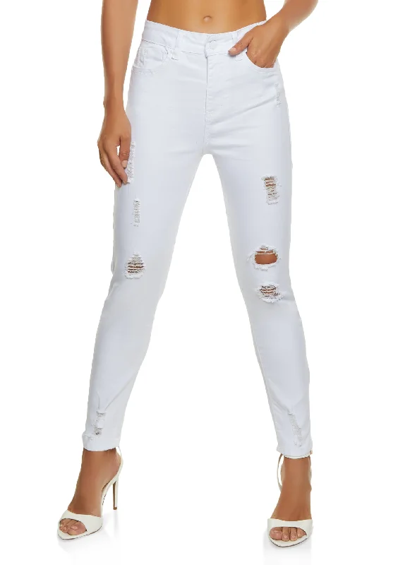 WAX Distressed Frayed Skinny Jeans