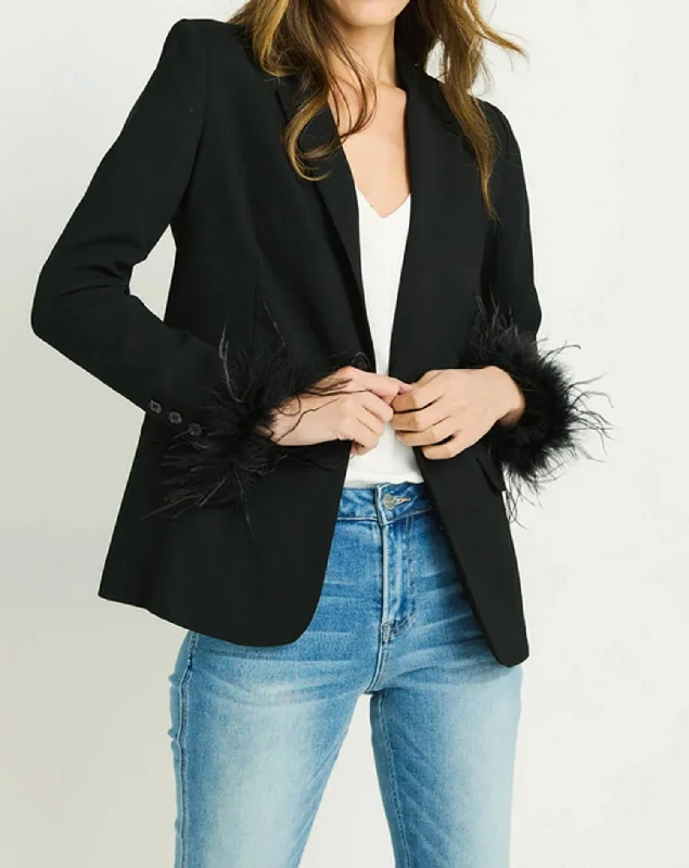 Dover Feather Trim Blazer In Black