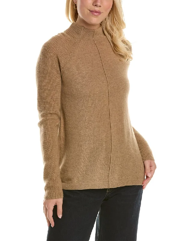 Forte Cashmere Center Front Seam Funnel Neck Cashmere Sweater