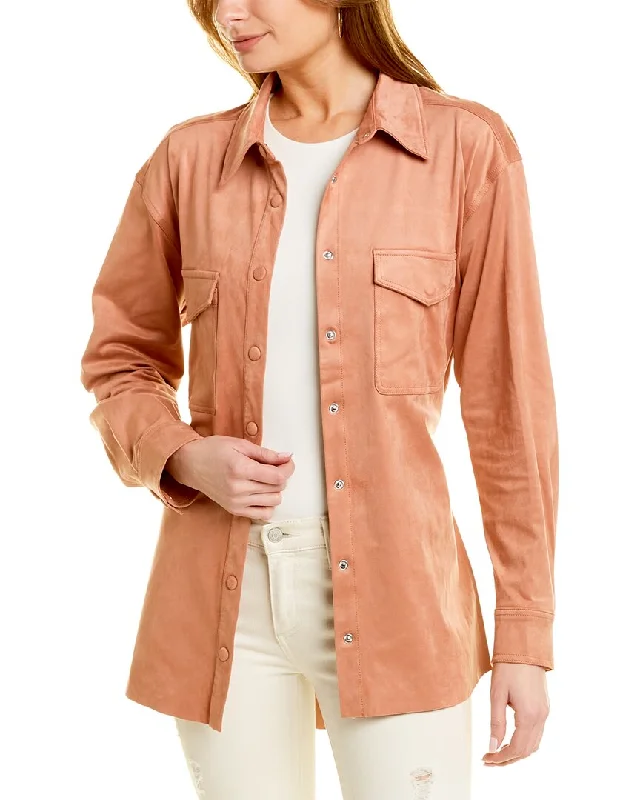 GOOD AMERICAN Faux Suede Belted Shacket