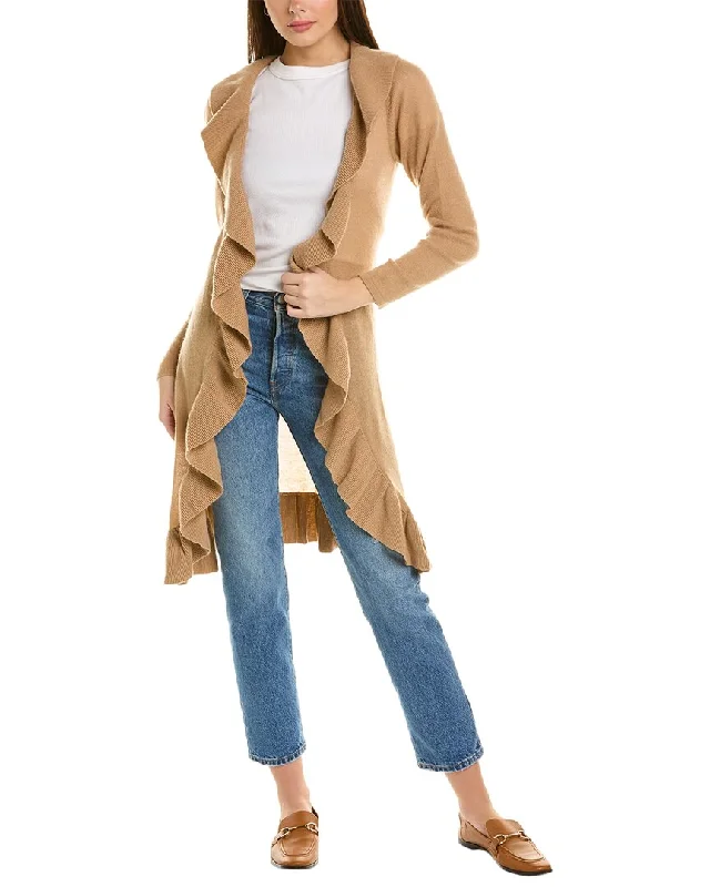 Hannah Rose Long Ruffle Wool & Cashmere-Blend Cardigan