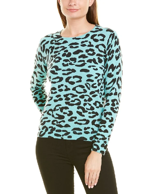 Hannah Rose Relaxed Leopard Cashmere Sweater