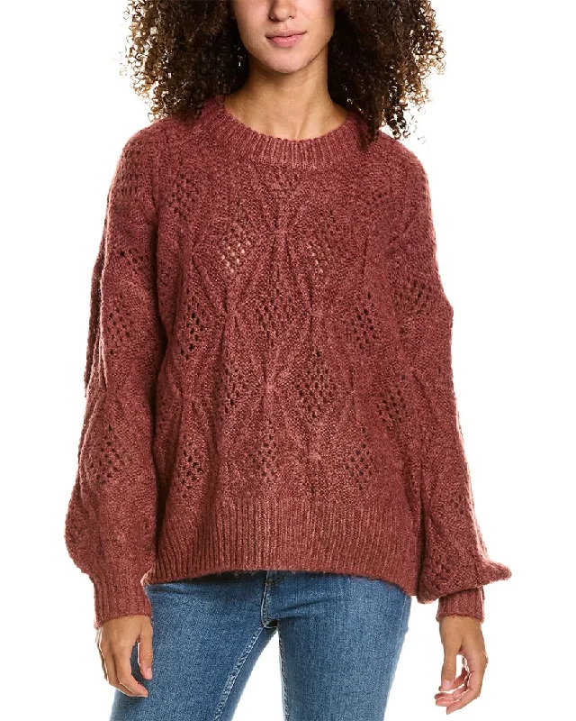 Madewell Cayden Pointelle Balloon Sleeve Wool-Blend Pullover