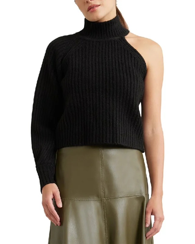 Modern Citizen Erin One-Sleeve Ribbed Turtleneck Sweater