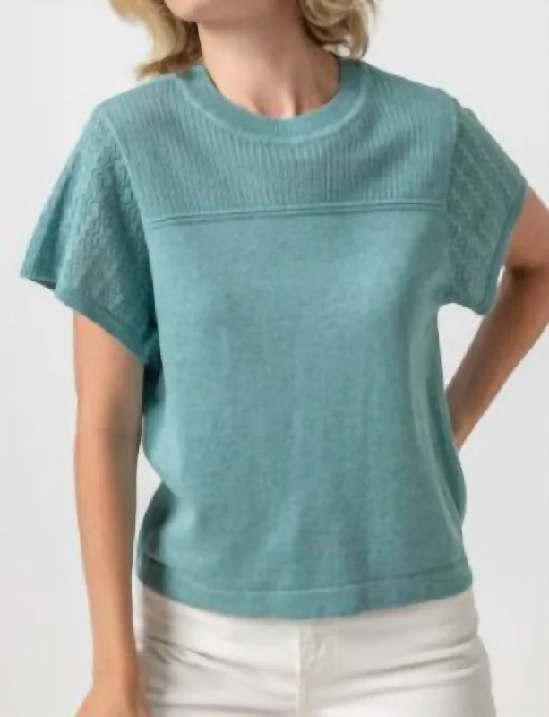 Pointelle Crewneck Sweater In Blue