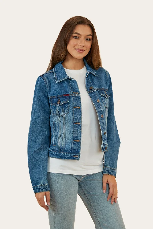 Scarlett Womens Denim Jacket - Mid Wash Blue