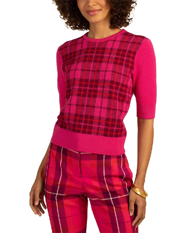 Trina Turk Mackenzie Plaid Wool Crewneck Sweater