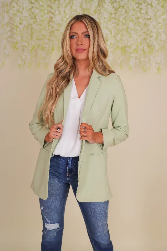 Downtown Business Blazer-Celery