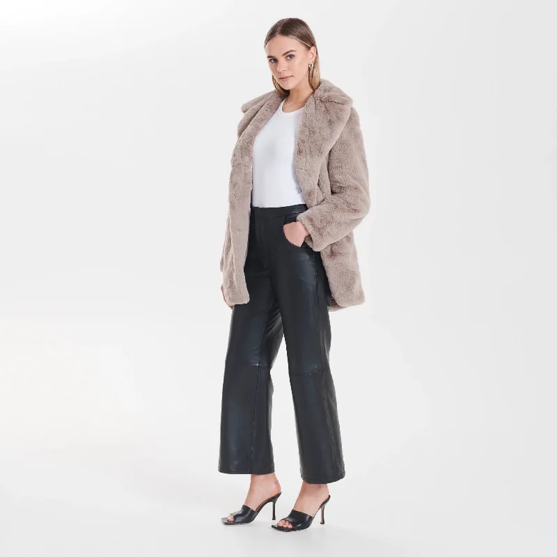 Minimalist Faux Fur Jacket (Stone)