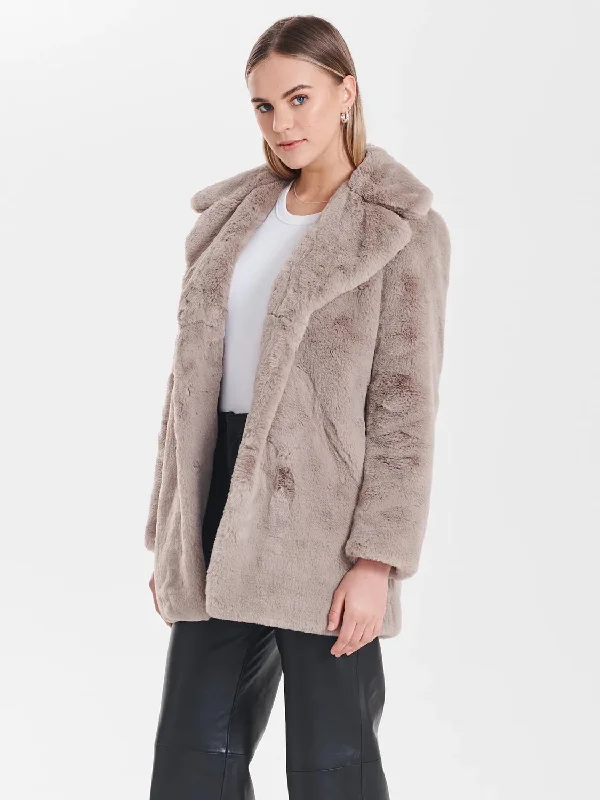 Minimalist Faux Fur Jacket (Stone)