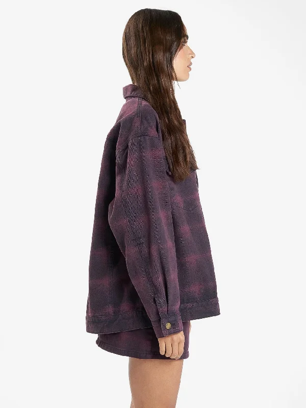 Morgan Barrio Check Jacket - Deep Plum