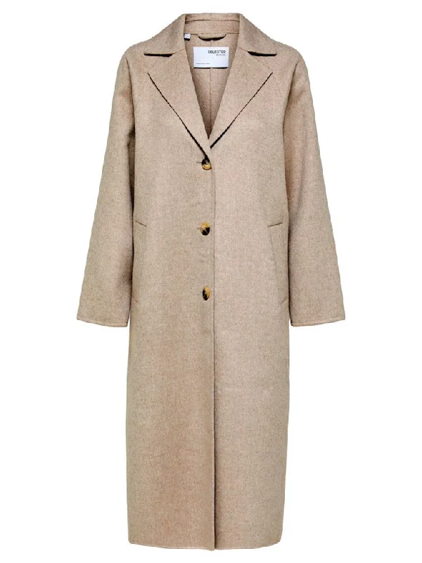 Selected Femme Classic Wool Coat in Sandshell