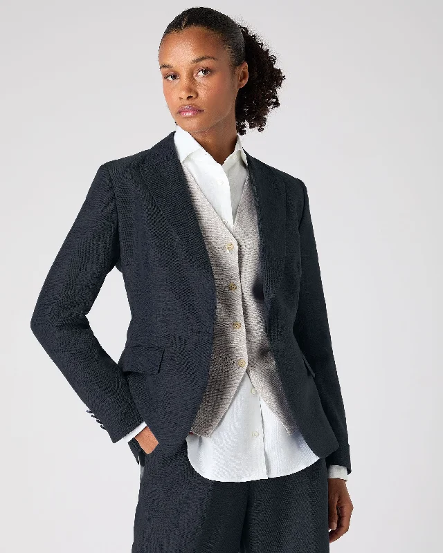 Women's Chloe Linen Jacket Navy Blue