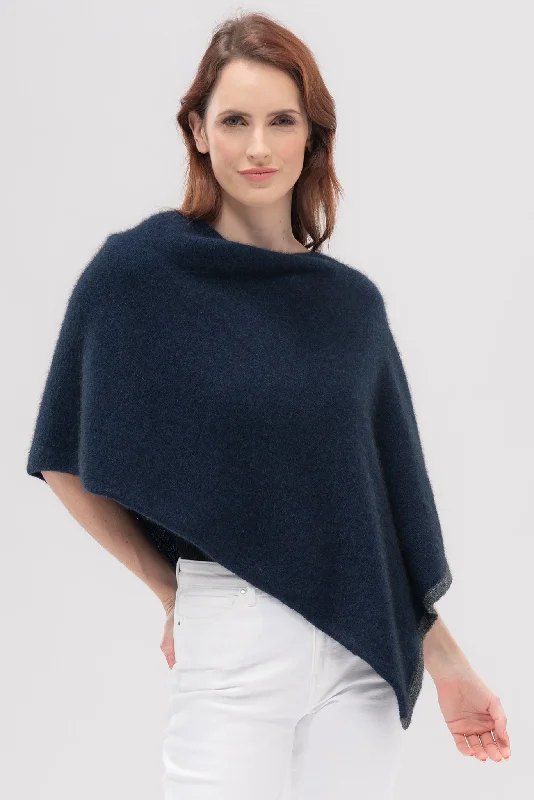 Merinomink - 1623 Two Tone Poncho in Merino Wool and Possum Fur