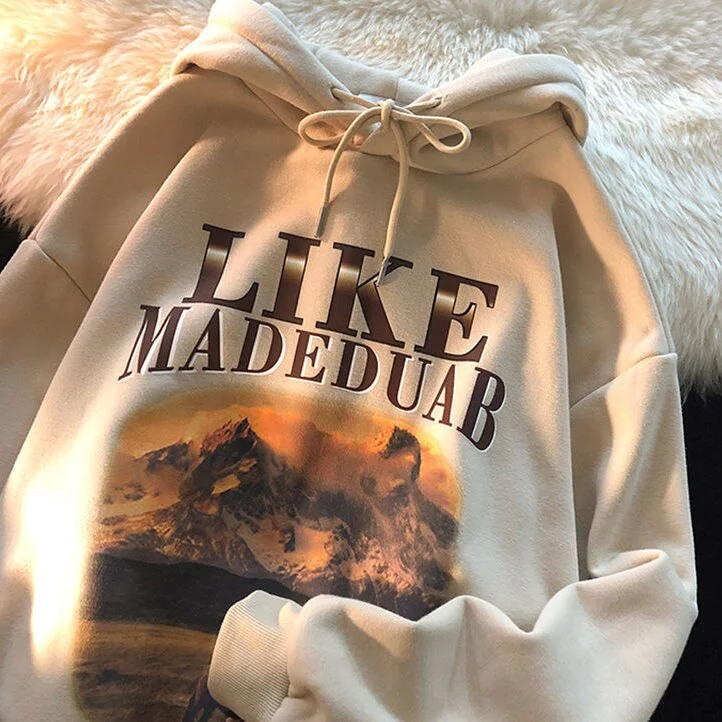 FashionSierra - Loose Instagram Fashion Letter Printed Hoodie