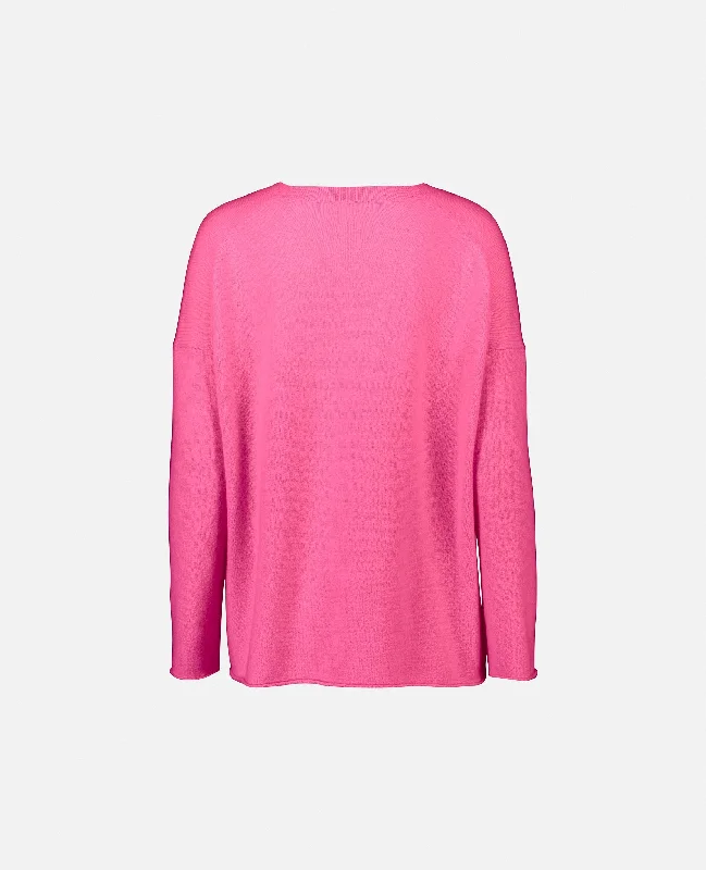 V-Pullover aus Cashmere in Rose