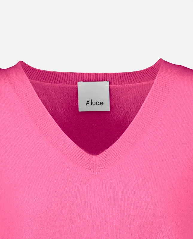 V-Pullover aus Cashmere in Rose