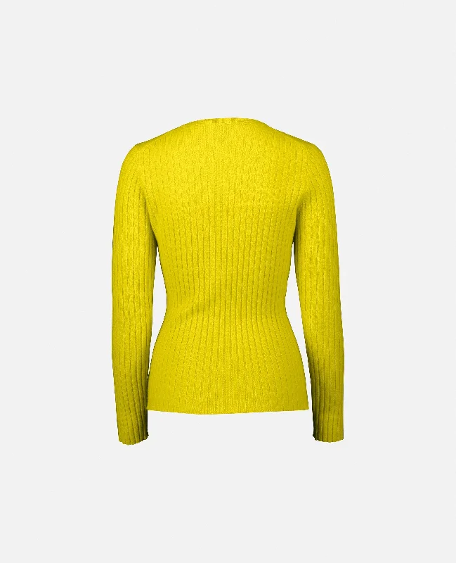 Rundhals Pullover aus Cashmere in Gelb