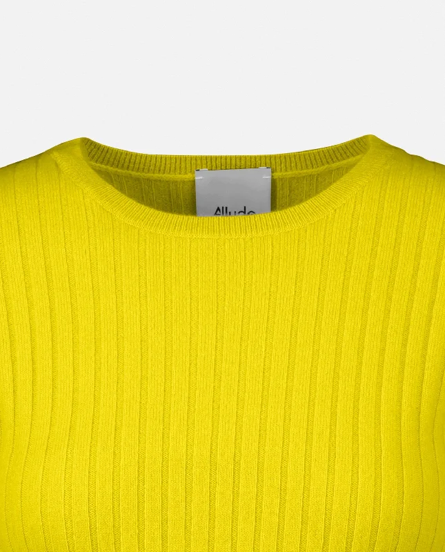 Rundhals Pullover aus Cashmere in Gelb