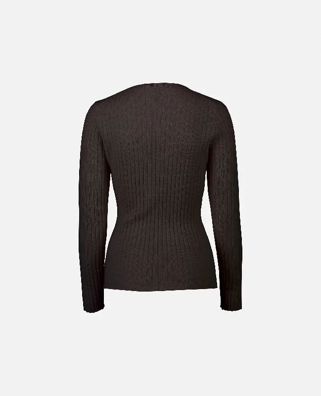 Rundhals Pullover aus Cashmere in Braun