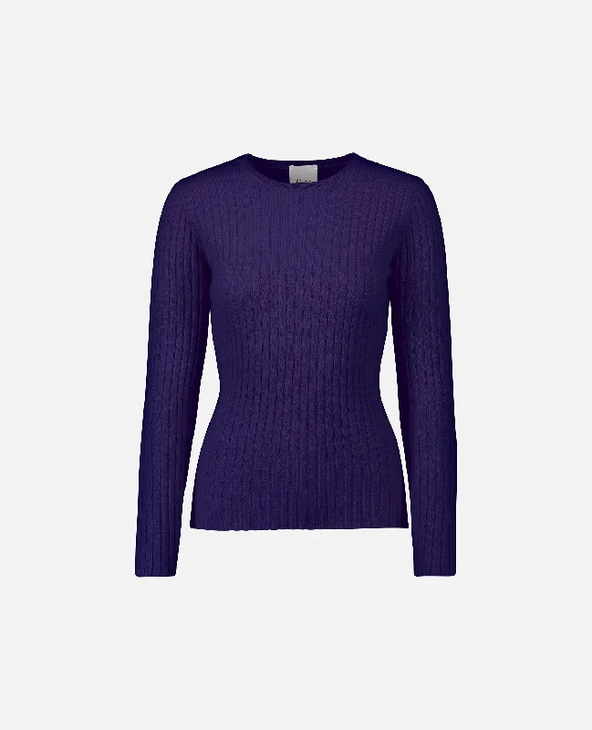 Rundhals Pullover aus Cashmere in Lila