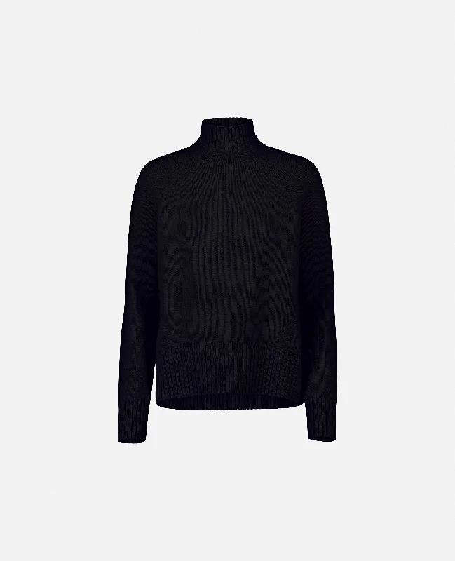 Stehkragen Pullover aus Cashmere-Mischung in Navy