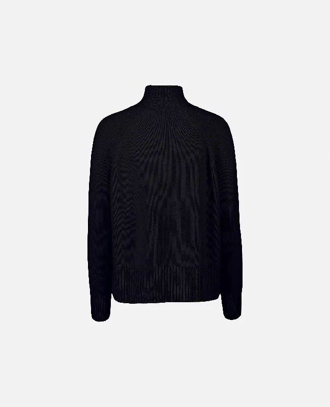 Stehkragen Pullover aus Cashmere-Mischung in Navy