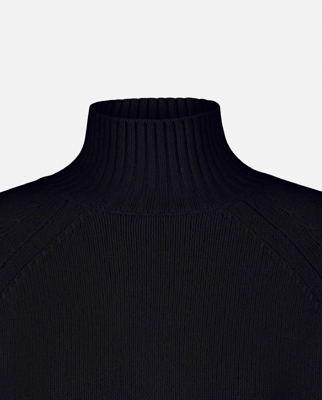 Stehkragen Pullover aus Cashmere-Mischung in Navy