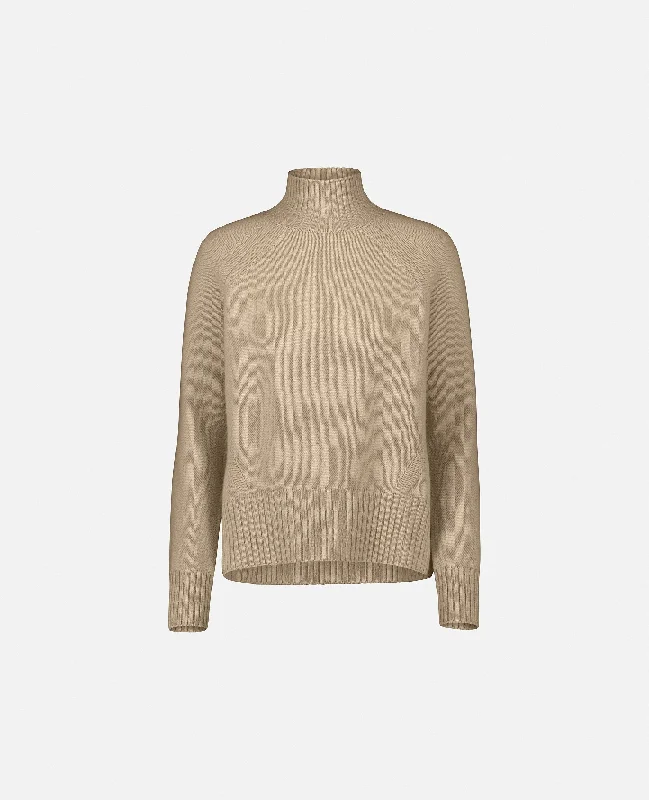 Stehkragen Pullover aus Cashmere-Mischung in Beige