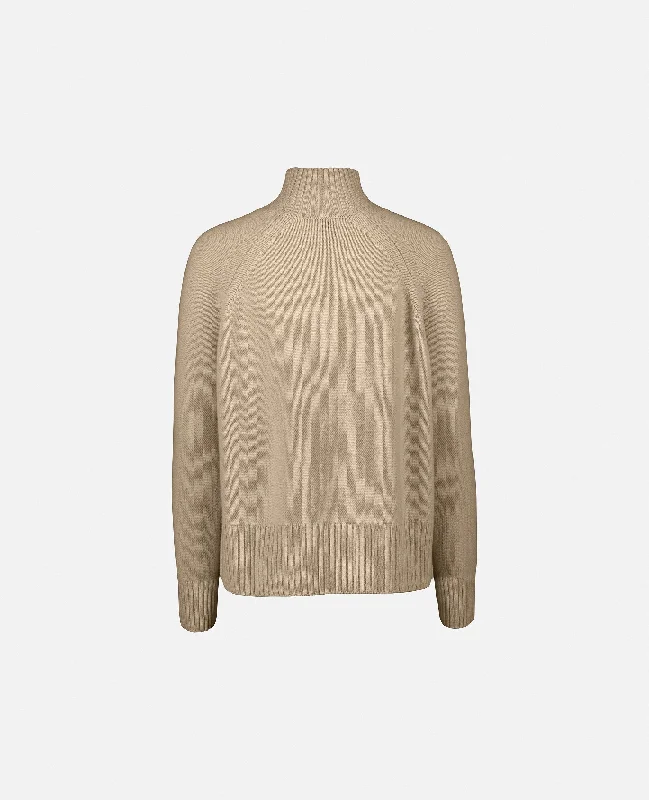 Stehkragen Pullover aus Cashmere-Mischung in Beige