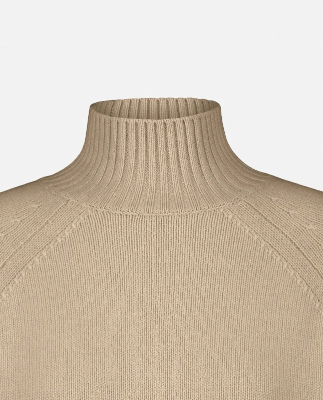 Stehkragen Pullover aus Cashmere-Mischung in Beige