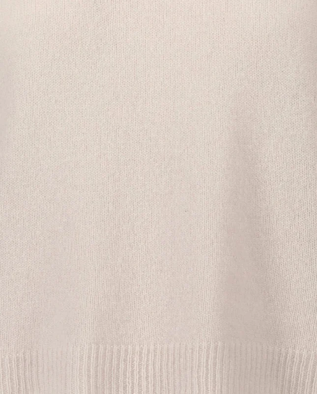 Rundhals Pullover aus Cashmere-Mischung in Creme